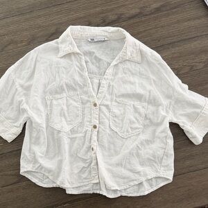 Zara Cream Linen Shirt